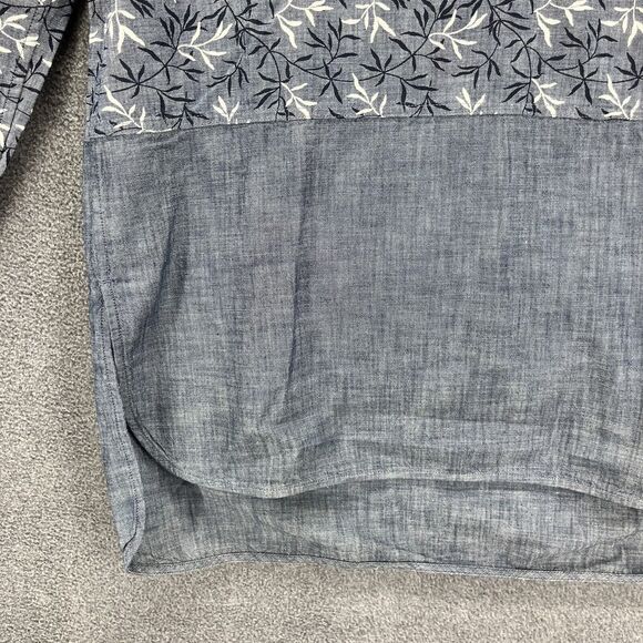 GAP Top Womens Medium Blue Shirt Floral Tunic Oversized‎ Chambray Boho Peasant - Picture 5 of 12